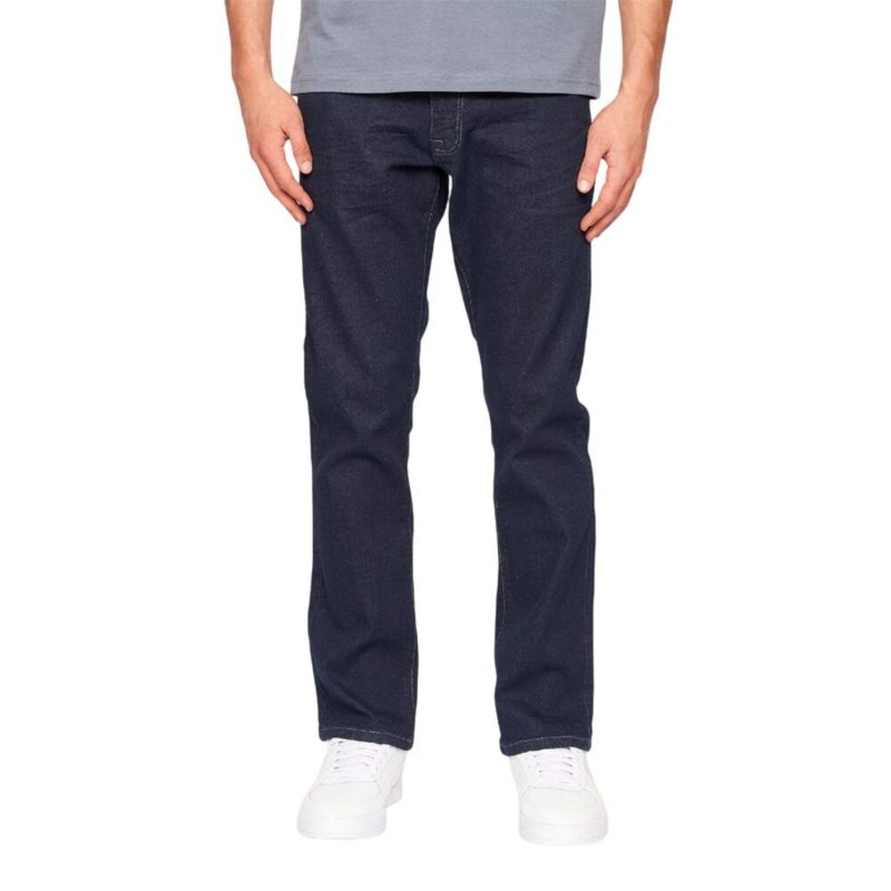 Crosshatch Mens Raw Seam Straight Jeans / Blue